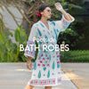 cotton hand block printed bath linen robes womens loungewear - pinklay