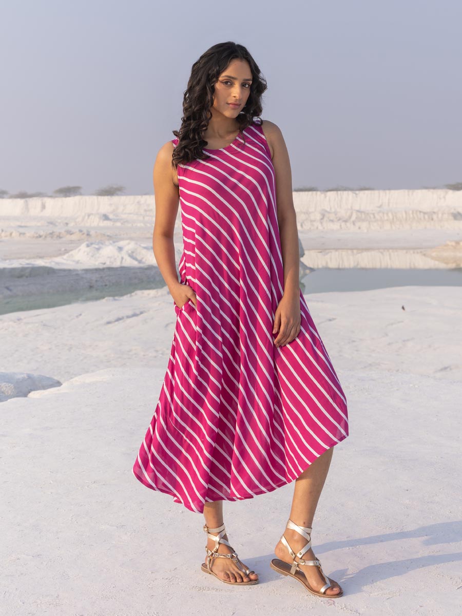 Roseate Rani Pink Asymetrical Long Dress