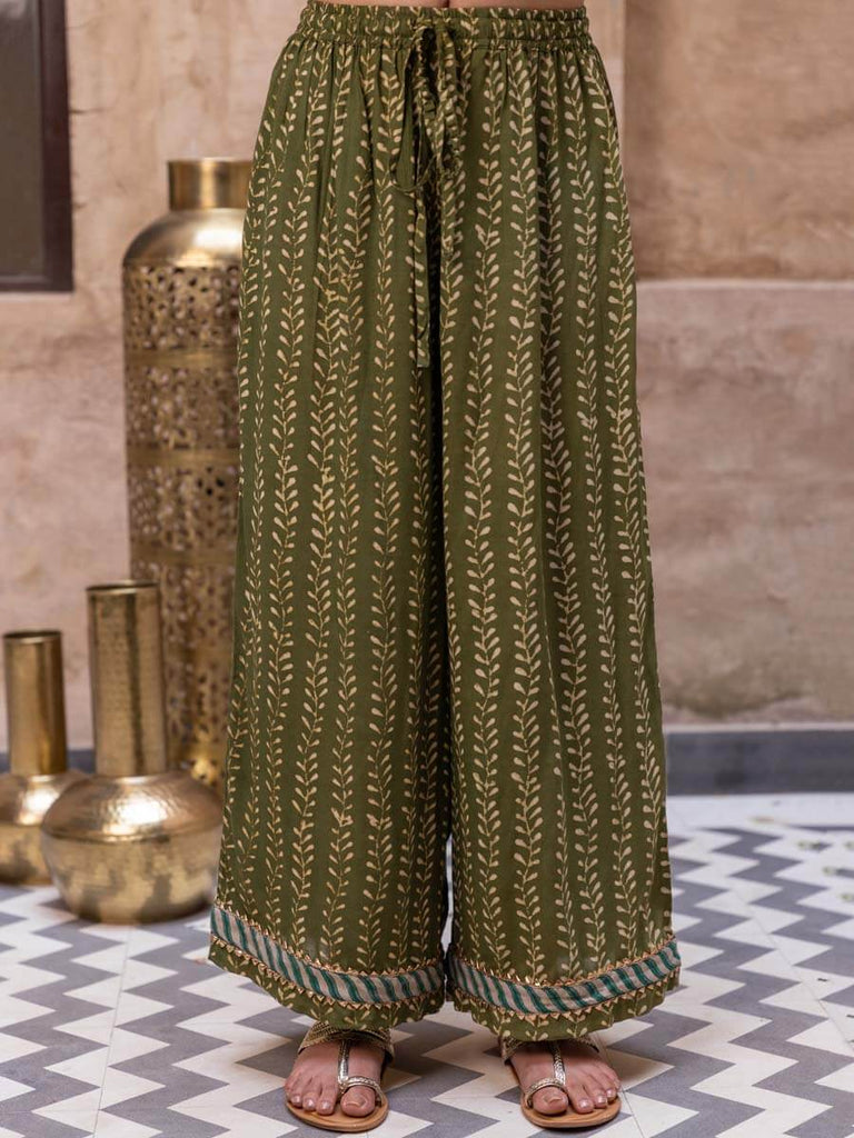 Balerno Elasticated Waist Palazzo Trousers Black Silk  Welcome to the Fold  LTD